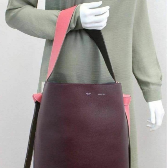 NEW Phoebe Celine Twisted Cabas Tote in Burgundy and Cream - Picture 12 of 12